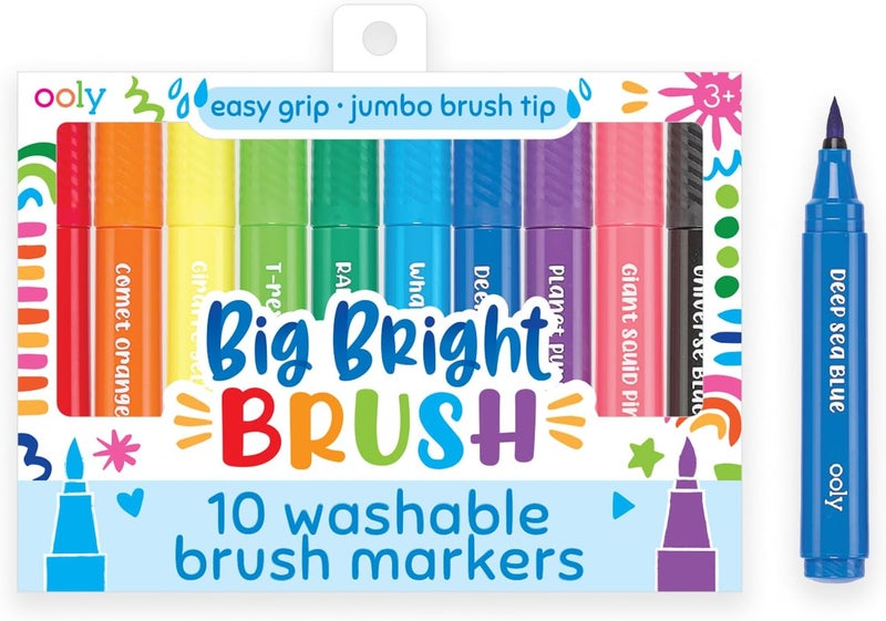 Ooly Thick Washable Toddler Markers with Jumbo Grip, Big Bright Brush Tip Markers for Toddlers with Jumbo Barrel, Perfect for Little Hands - BRUSH TIP - Image 1